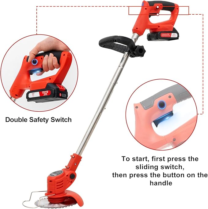 OUTIGO cordless electric brushcutter with 2 batteries and blades

Lightweight folding lawn trimmer by OUTIGO for garden and yard

OUTIGO 4-in-1 blade grass trimmer for cutting weeds and branches

Battery powered lawn cutter by OUTIGO with safety features

Portable electric brush cutter from OUTIGO with adjustable handle

High-performance OUTIGO garden trimmer for edging and trimming

OUTIGO brushcutter with saw blade cutting through thick brush

Rechargeable cordless lawn trimmer by OUTIGO – ergonomic 